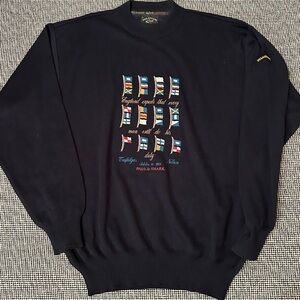 Paul & Shark Men's Navy XL Crewneck Sweater with Nautical Flags